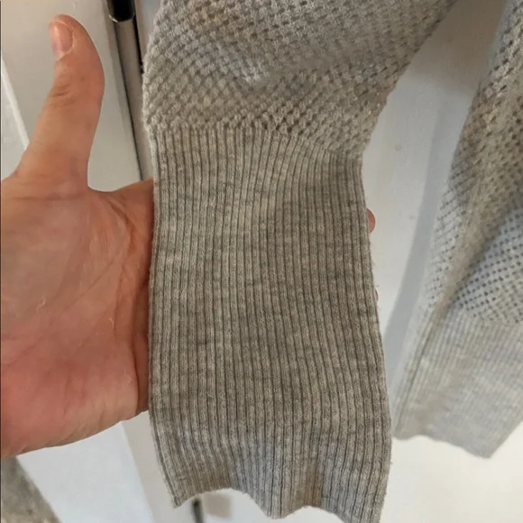James Perse grey wool cashmere mesh knit long scoop neck sweater Size 2